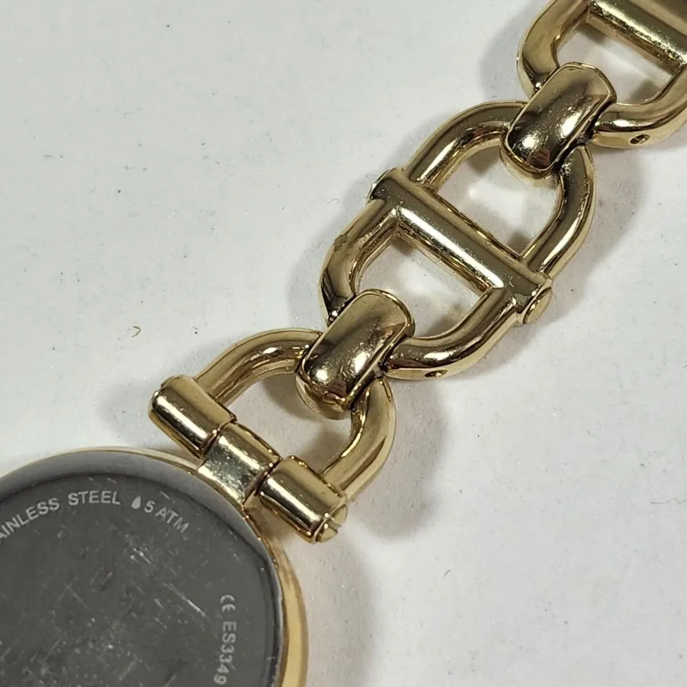 Fossil Olive Women's Watch New Battery Link Working Bracelet ES3349 Gold Tone